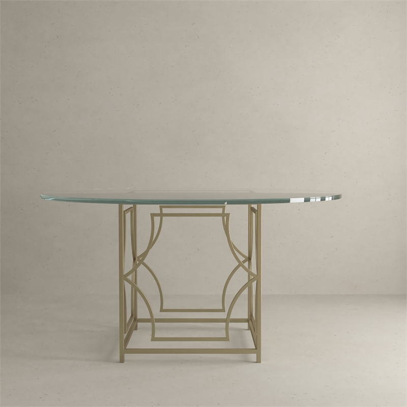 American Home Classic Edward Round Modern Metal Dining Table in Brushed Brass