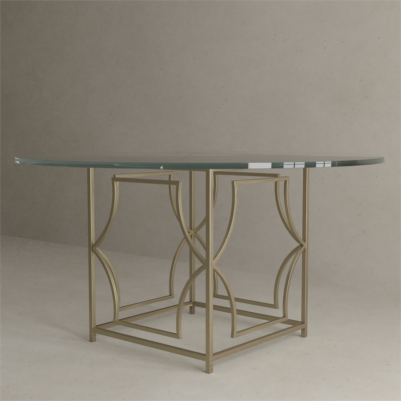 American Home Classic Edward Round Modern Metal Dining Table in Brushed Brass