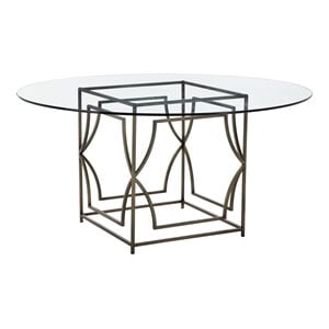 American Home Classic Edward Round Modern Metal Dining Table in Brushed Brass