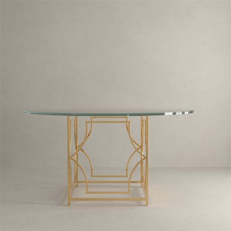 American Home Classic Edward Round Metal Dining Table in High Polish Gold