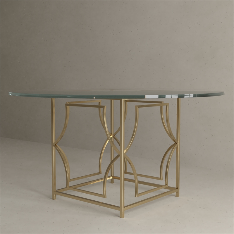 American Home Classic Edward Round Metal Dining Table in High Polish Gold