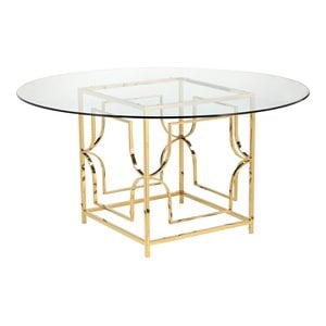 American Home Classic Edward Round Metal Dining Table in High Polish Gold