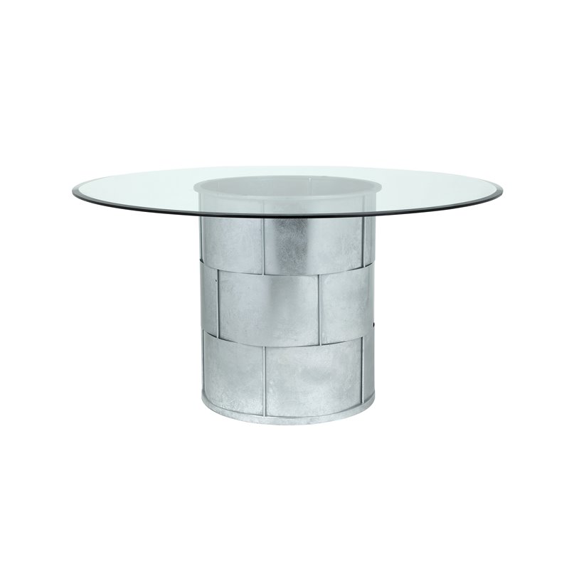 American Home Classic Margot Traditional Metal Dining Table in Silver Leaf