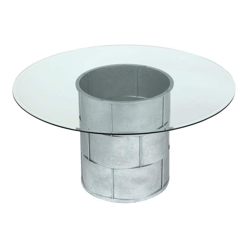 American Home Classic Margot Traditional Metal Dining Table in Silver Leaf