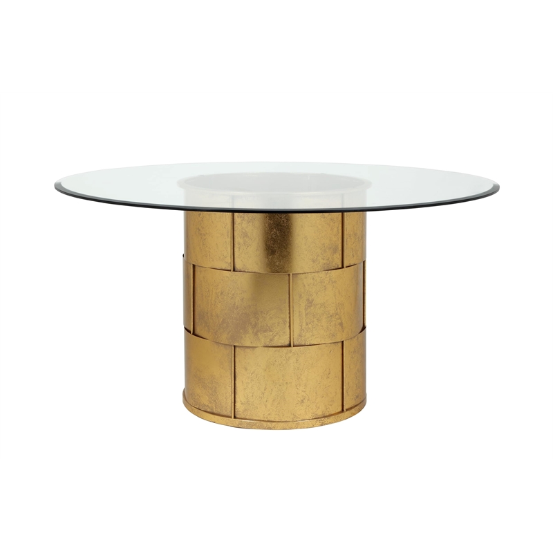 American Home Classic Margot Traditional Metal Dining Table in Gold Leaf