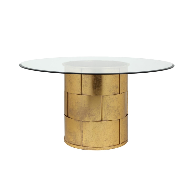 American Home Classic Margot Traditional Metal Dining Table in Gold Leaf