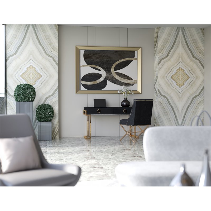 American Home Classic Julia Modern Stainless Steel/Wood Desk in Black Ash/Gold