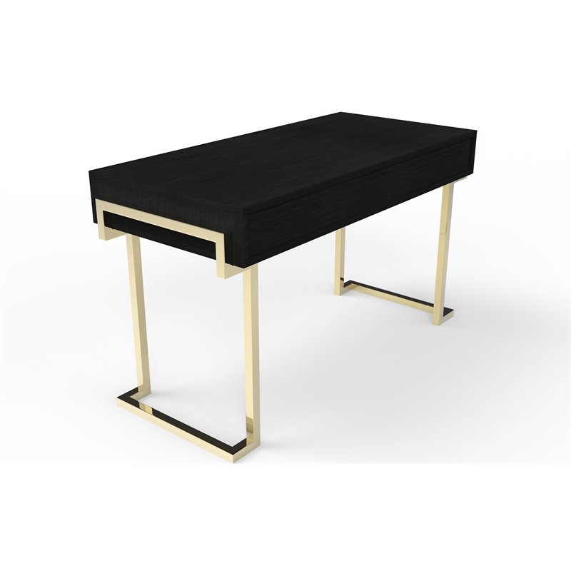 American Home Classic Julia Modern Stainless Steel/Wood Desk in Black Ash/Gold