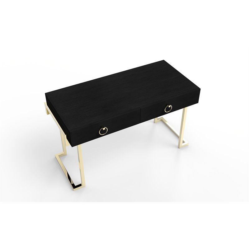 American Home Classic Julia Modern Stainless Steel/Wood Desk in Black Ash/Gold