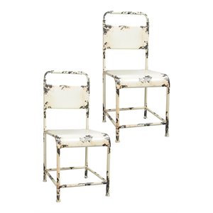 american home classic samson farmhouse metal dining chairs in white (set of 2)