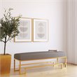 American Home Laurence Steel and Fabric Bench in High Polish Gold/Sand Boucle