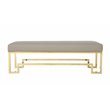 American Home Laurence Steel and Fabric Bench in High Polish Gold/Sand Boucle