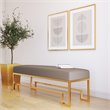 American Home Laurence Steel and Fabric Bench in High Polish Gold/Sand Boucle