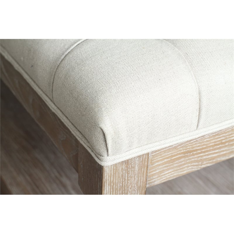 American Home Classic Athena Rectangular Fabric and Wood Coffee Table in White