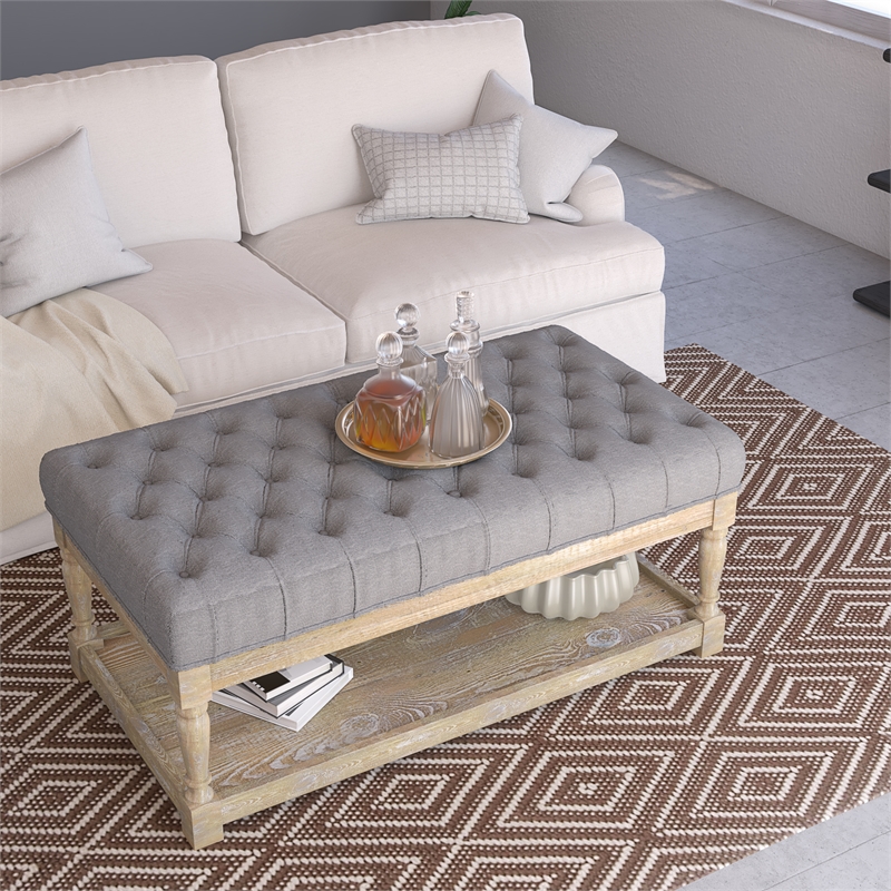 American Home Classic Athena Rectangular Coffee Table in Frost Gray