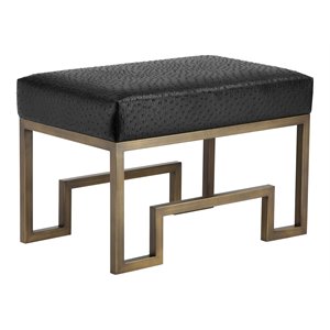 American Home Classic Laurence 18&quot Steel/Fabric Stool in Brushed Brass/Black