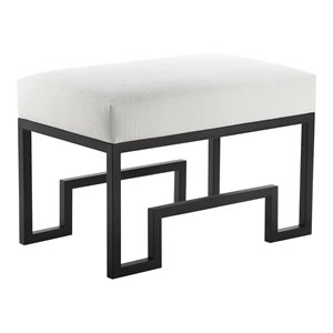 American Home Classic Laurence 18&quot Steel/Fabric Stool in Matte Black/White