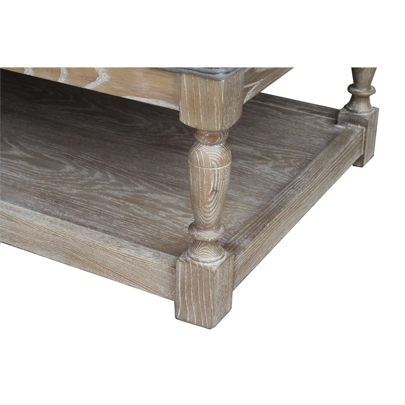 American Home Classic Athena Solid Wood and Fabric Bench in Frost Gray