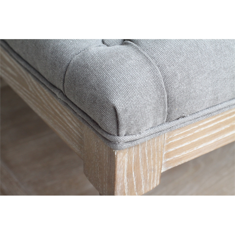 American Home Classic Athena Solid Wood and Fabric Bench in Frost Gray