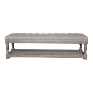 American Home Classic Athena Solid Wood and Fabric Bench in Frost Gray