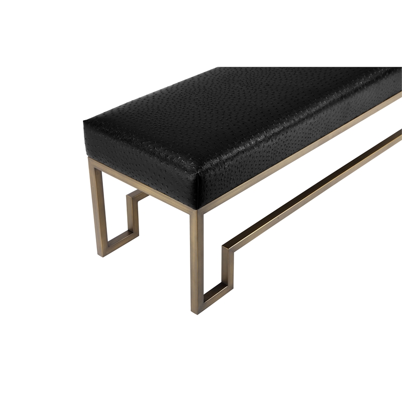 American Home Classic Laurence Steel and Fabric Bench in Brass and Black