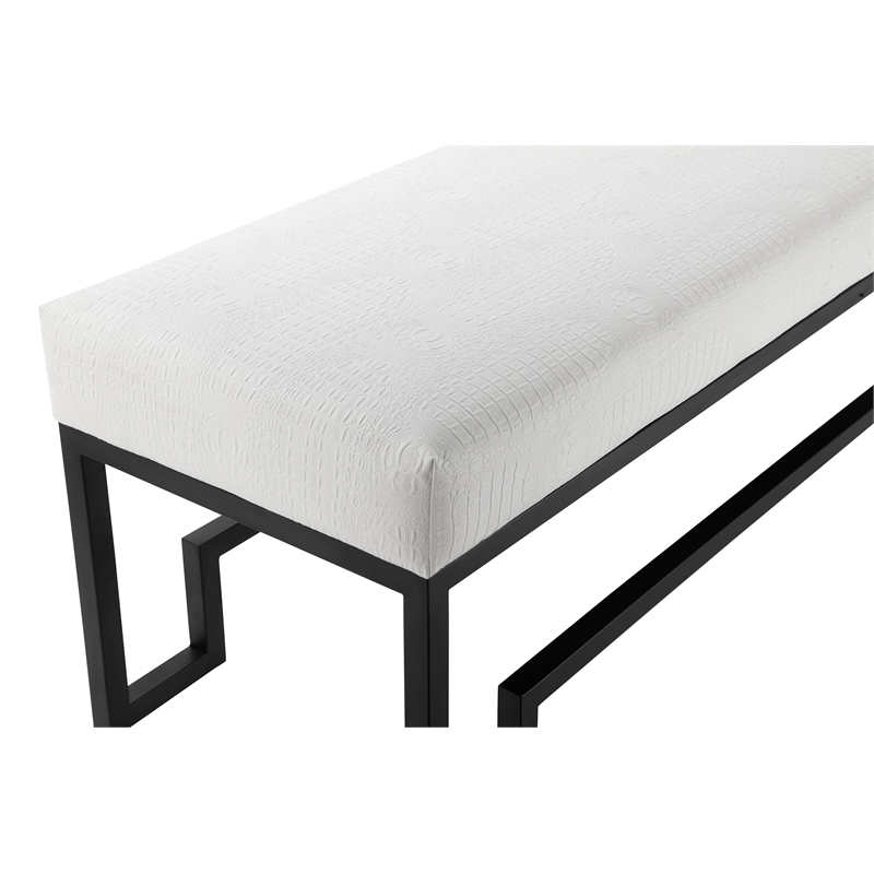 American Home Classic Laurence Steel and Fabric Bench in Black and White
