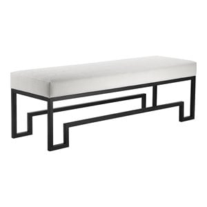American Home Classic Laurence Steel and Fabric Bench in Black and White