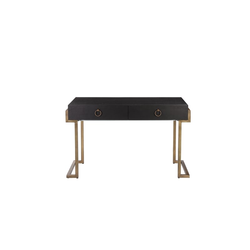American Home Classic Julia Modern Stainless Steel/Wood Desk in Black Ash/Brass