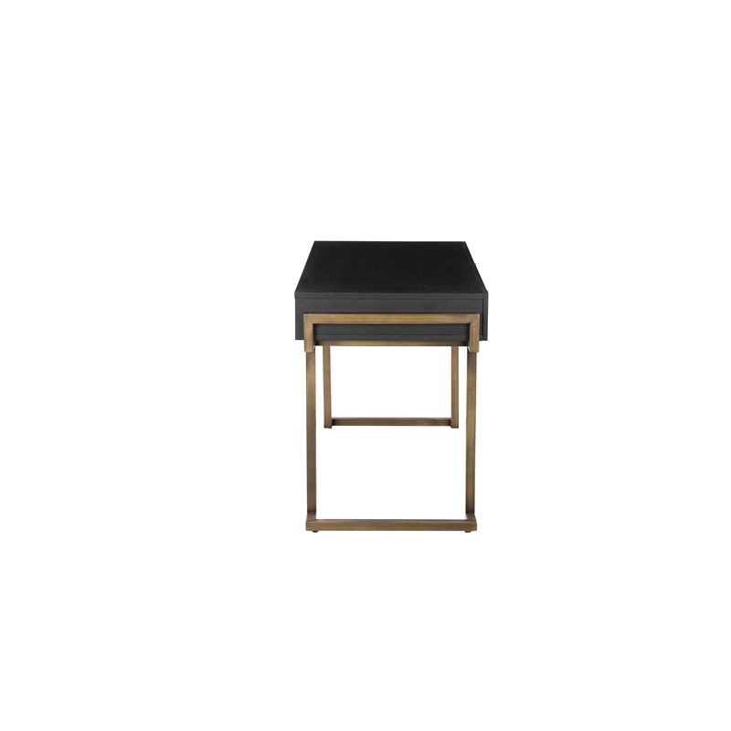 American Home Classic Julia Modern Stainless Steel/Wood Desk in Black Ash/Brass