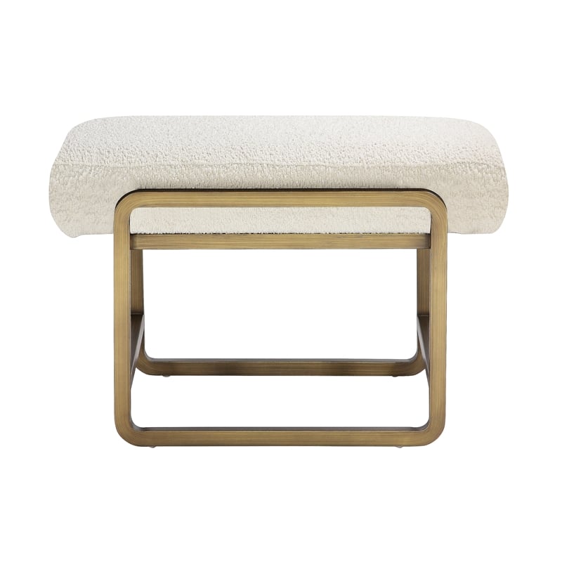 American Home Classic Cole Modern Stainless Steel/Boucle Stool in Brass/Ivory