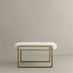American Home Classic Cole Modern Stainless Steel/Boucle Stool in Brass/Ivory