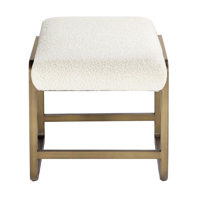 American Home Classic Cole Modern Stainless Steel/Boucle Stool in Brass/Ivory
