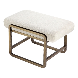 american home classic cole modern stainless steel/boucle stool in brass/ivory