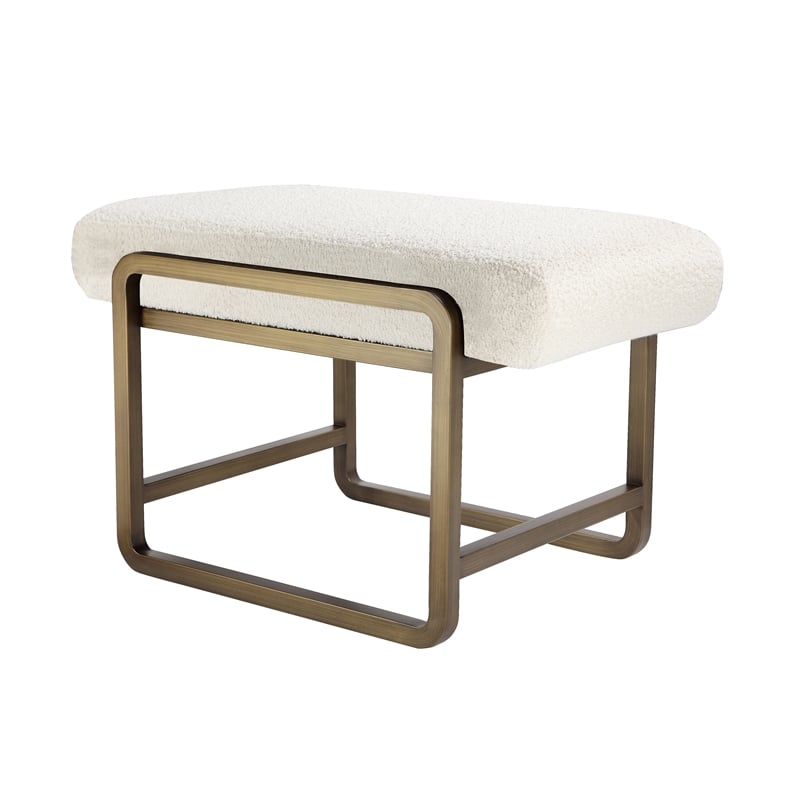 American Home Classic Cole Modern Stainless Steel/Boucle Stool in Brass/Ivory