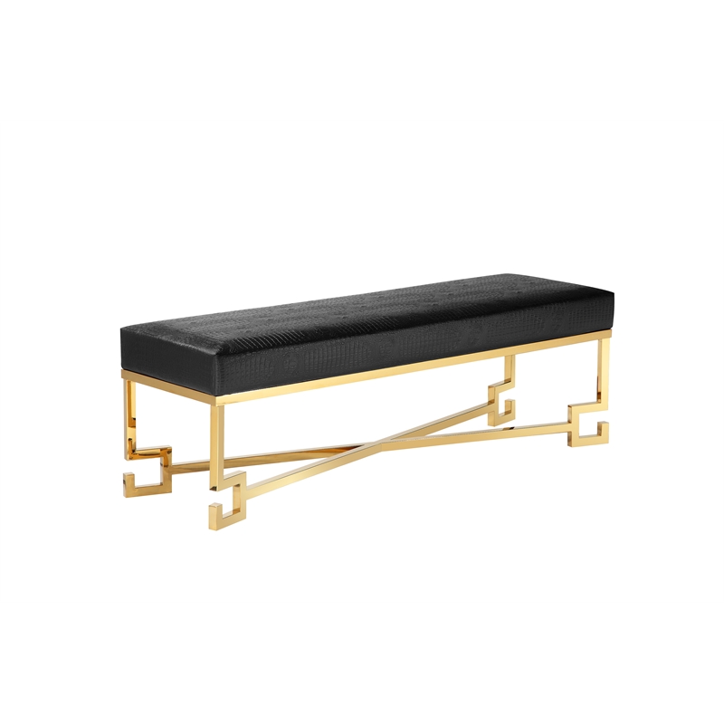 American Home Classic Sophia Bench in High Polish Gold/Faux Black Gator