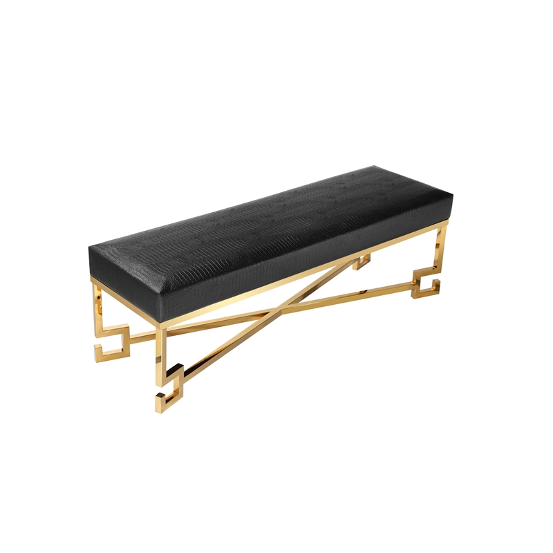 American Home Classic Sophia Bench in High Polish Gold/Faux Black Gator