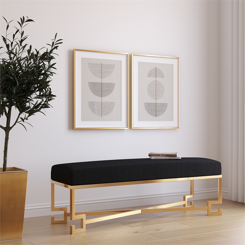 American Home Classic Sophia Bench in High Polish Gold/Faux Black Gator