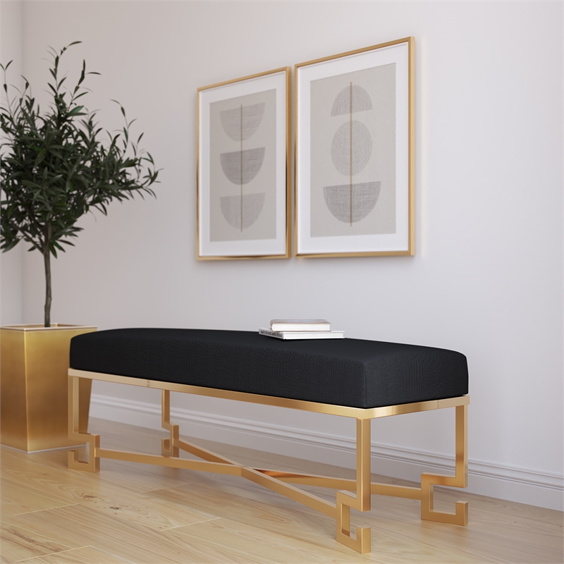 American Home Classic Sophia Bench in High Polish Gold/Faux Black Gator