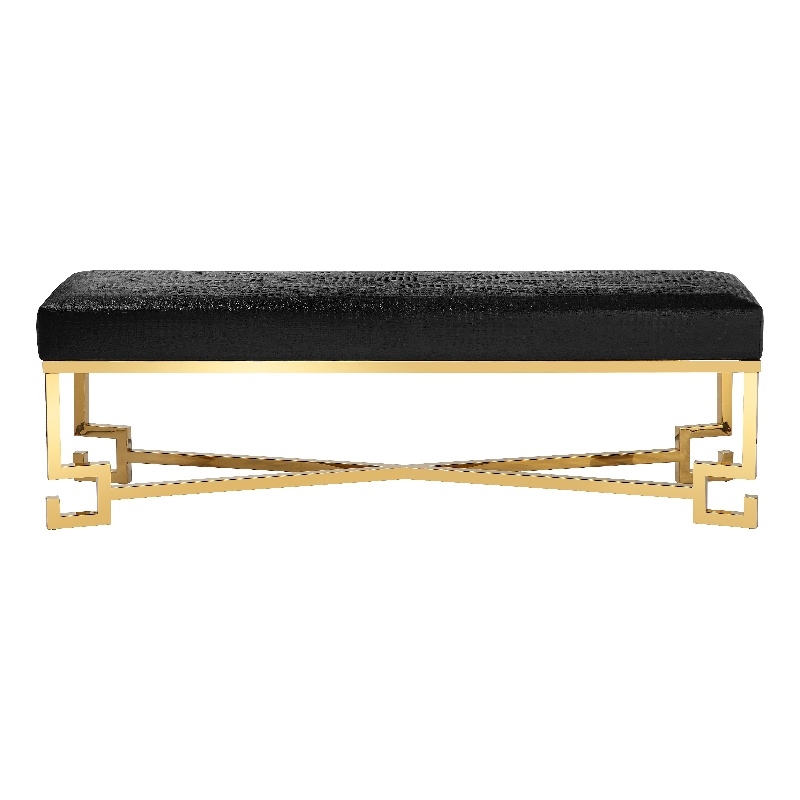 American Home Classic Sophia Bench in High Polish Gold/Faux Black Gator