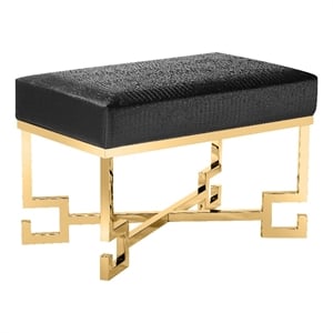 American Home Classic Sophia 18&quot Stool in High Polish Gold and Faux Black Gator