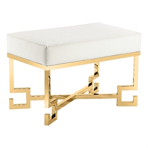 American Home Classic Sophia 18&quot Stool in High Polish Gold and Faux White Gator