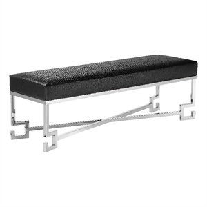 American Home Classic Sophia Bench in High Polish Steel/Faux Black Gator
