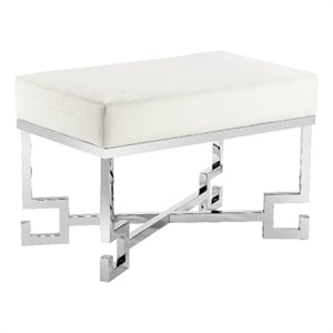 American Home Classic Sophia 18&quot Stool in High Polish Steel - Faux White Gator