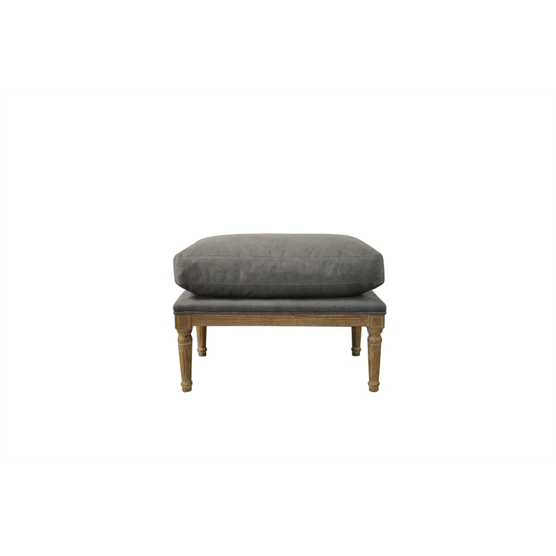 American Home Classic Warren Ottoman in Frost Gray Linen (Seat Height 18