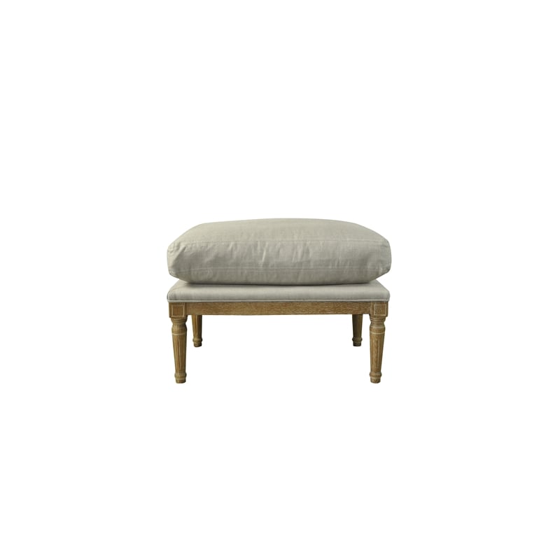 American Home Classic - Warren Ottoman in Off White Linen (Seat Height 18
