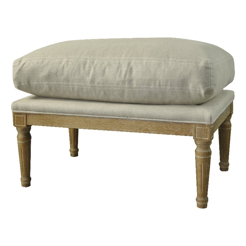 American Home Classic - Warren Ottoman in Off White Linen (Seat Height 18