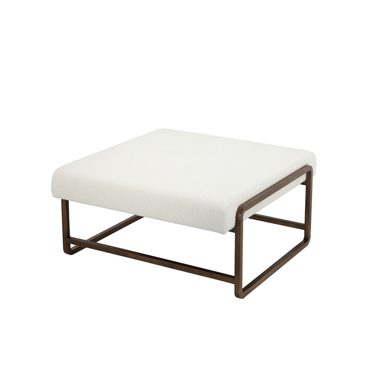 American Home Classics Cole Boucle Fabric & Metal Coffee Table in Ivory/Brass