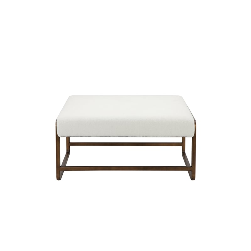 American Home Classics Cole Boucle Fabric & Metal Coffee Table in Ivory/Brass