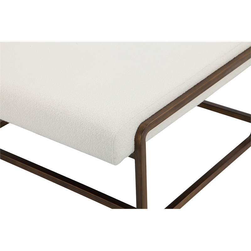 American Home Classics Cole Boucle Fabric & Metal Coffee Table in Ivory/Brass