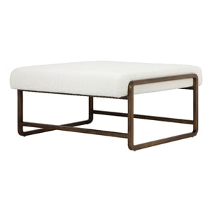 American Home Classics Cole 18&quot Square Modern Boucle Fabric/Metal Bench in Ivory